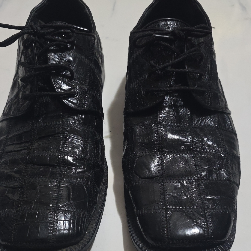 David Eden Mens Alligator Shoes Black Size 13 Very Good Condition